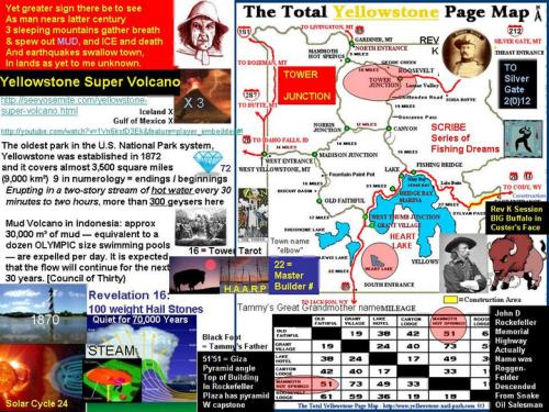 Mother Shipton / Soothtail premonition of three volcano's...  one of ice (Iceland), one of mud (Malaysia) and ....  Yellowstone (Heart Lake)..   geyser..  see post about trigger / cause of dis - ease within the energy healing world. Mother Shipton / Rev K: “I see a huge buffalo staring down General Custer”