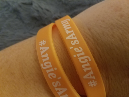 Mariah's basketball coaches from Lehigh University had bracelets made for Angie (they have been so supportive of Mariah!!  A reason to be thankful!) 