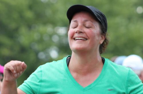 Picture of Joanne at the finish line of her first " Iron Women" race-one of her proudest moments. She kicked ass then and she will again-we will see this face again soon!