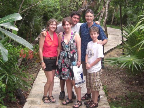 The family in Cancun! Diana, Laura, Lance (17), George, & Eric (11) outside our room. 6/08