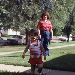 Meg and Carl in Grandpa Jack's front yard. 1978