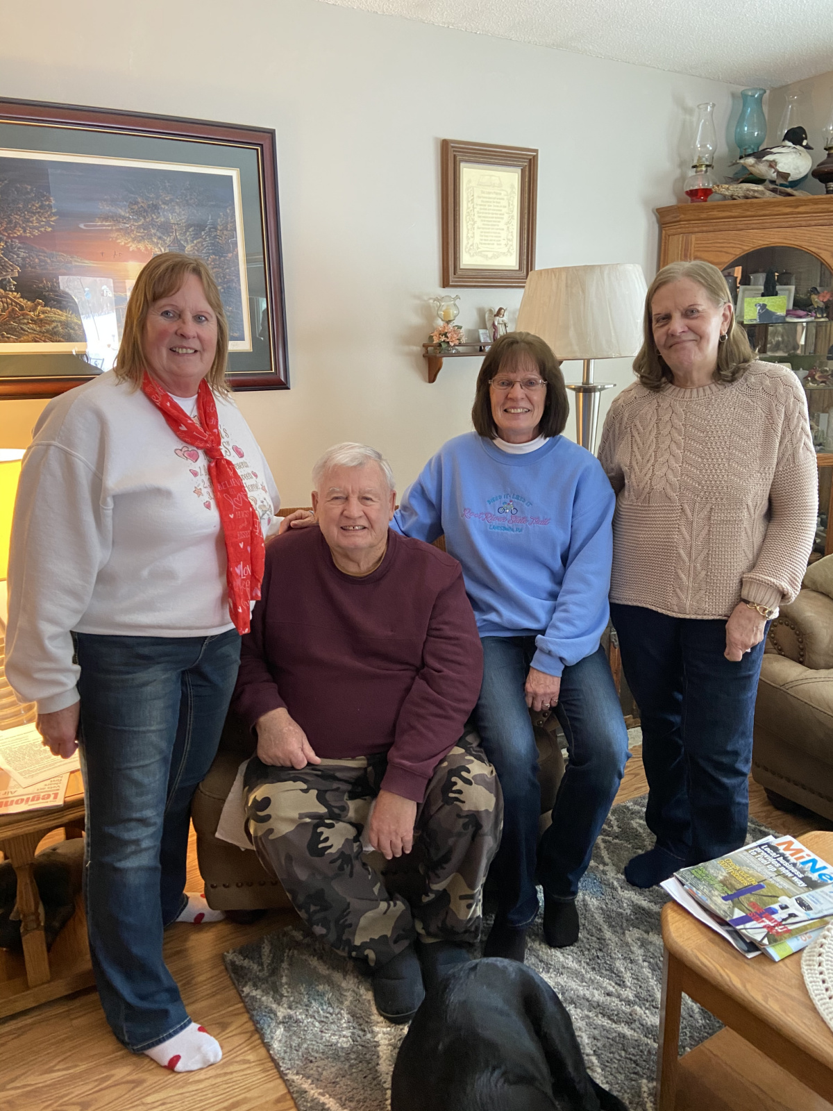 Thursday feb 11th!  Sandy, Denny, Sue & Darlene!  Three oldest sisters visiting 😊