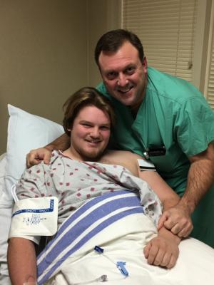Garrett and Dr. Jeff Dugas 11/21/2016 before shoulder surgery 