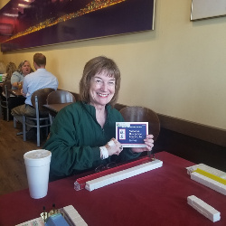 At Neuhaus Café playing Mahjong after lunch with friends - the very day I got out of the hospital after my mastectomy surgery.  I am still wearing my hospital bracelet.  Talk about a quick recovery!  God has been so good to me!  June 20, 2019 