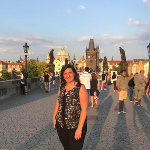 Lee Ann in Prague on the Charles Bridge (July 2018)