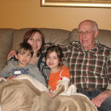 Grandpa with Kelsey, Lauryn and Noah 