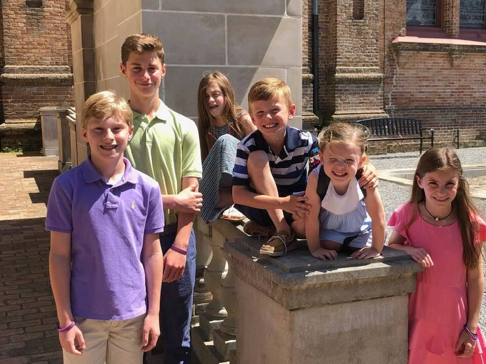 Hanging with cousins after the mass in New Orleans