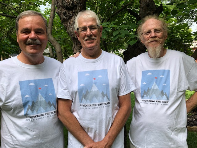 Great Friends and Hiking Buddies:  Charley, me and Bruce.  "Conquering The Peak:  One Treatment At A Time"
