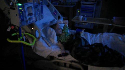 So this is what chemo looks like...chilling out, watching a movie with an IV.