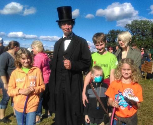 Hanging out with Abe at Johnny Appleseed Fest