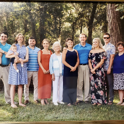 From left to right: 
Andrew holding Silas, Kelly holding Tommy,
Daniel, Carey, Grandma (Beths mom)
Beth and Terry,
Allison and Jordan
Angell and Jon 