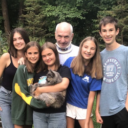 Grandpa John and his grandkids:  Christine, Abby, Chloe, Emily & Ben