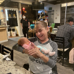 Donna holding her first granddaughter Shyanne back in January of 2021.