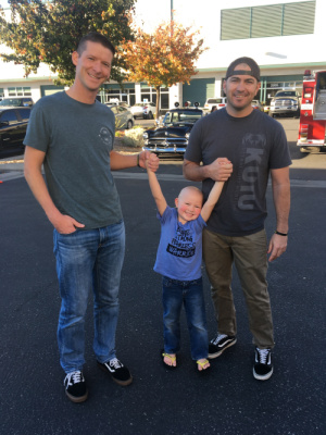 Mikah with his Uncle Phil (mom’s brother) and Uncle Steve (dad’s brother) at Mugs 4 Mikah.