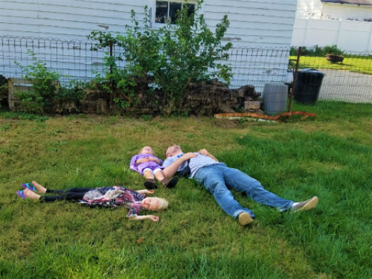 10/8/2018 - Hanging out with the girls in the backyard of our old house