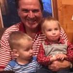 Grandsons Sawyer (Jessie's youngest) and Byron (Jon's oldest) with Papa