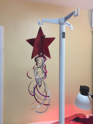 This STAR is given to the patient that needs it and is hung on their IV pole. A patient gave it to Josh yesterday...a way of recognizing someone who needs some extra encouragement. 