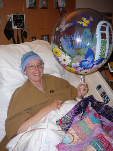 Kathleen celebrating her stem cell "birthday" on April 29