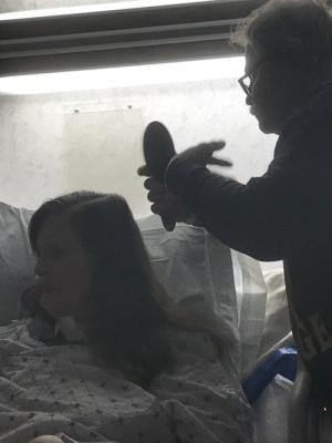 Brushing my wife's hair