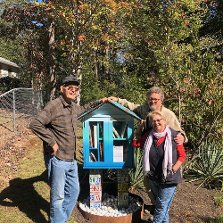 Jeff, Annie and our friend Carl who was a powerful force in getting this project to completion! Thanks to the fellas who showed up all those months ago to set those posts!!!!