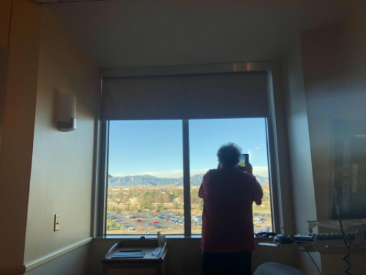 Getting a final picture from the view of his hospital room.  Goodbye #5206!